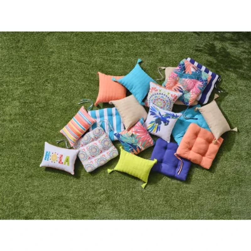 Turquoise Sun 18x18 Textured Square Outdoor Pillow