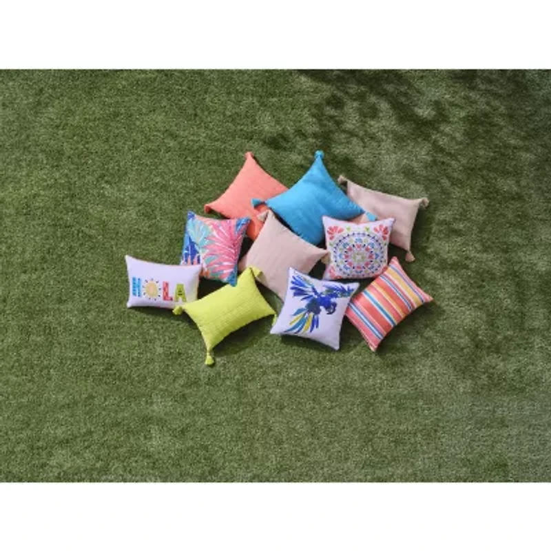 Turquoise Sun 18x18 Textured Square Outdoor Pillow