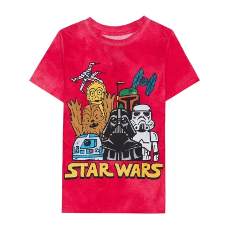 Disney Collection Little & Big Kid Boys Crew Neck Short Sleeve Regular Fit Star Wars Graphic T-Shirt