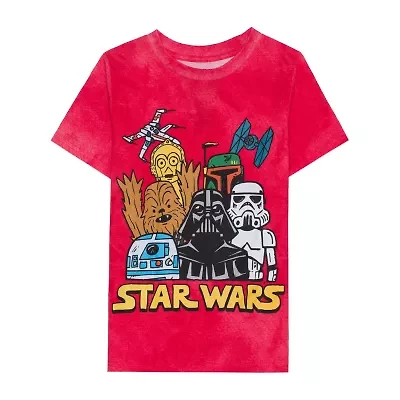 Disney Collection Little & Big Kid Boys Crew Neck Short Sleeve Regular Fit Star Wars Graphic T-Shirt