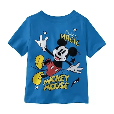 Disney Collection Little & Big Kid Boys Crew Neck Short Sleeve Regular Fit Mickey Mouse Graphic T-Shirt