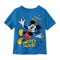 Disney Collection Little & Big Kid Boys Crew Neck Short Sleeve Regular Fit Mickey Mouse Graphic T-Shirt