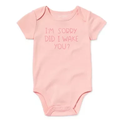 Okie Dokie Baby Girls Round Neck Short Sleeve Rib Bodysuit