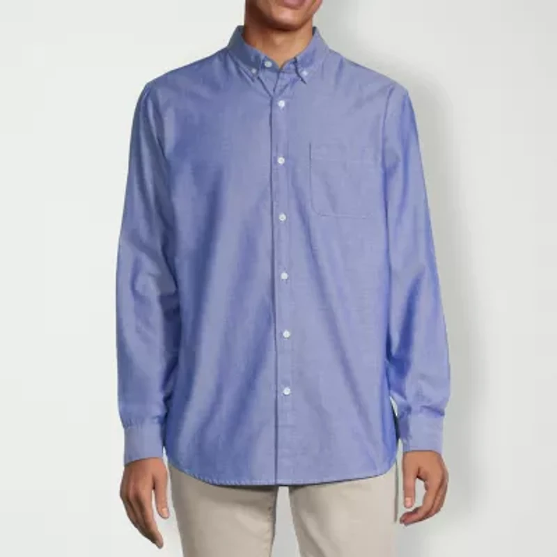 St. John's Bay Performance Oxford Mens Long Sleeve Classic Fit Button-Down Shirt
