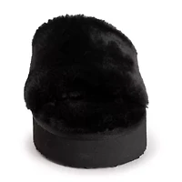 Muk Luks Platform Womens Faux Fur Trim Slip-On Slippers