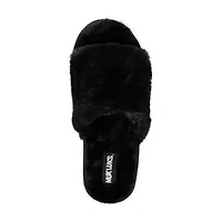 Muk Luks Platform Womens Faux Fur Trim Slip-On Slippers