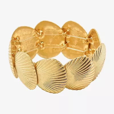 Bijoux Bar Gold Tone Shells Womens Stretch Bracelet