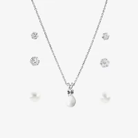 Sparkle Allure Light Up Box Womens Simulated Cubic Zirconia Pure Silver Over Brass Round 4-pc. Jewelry Set