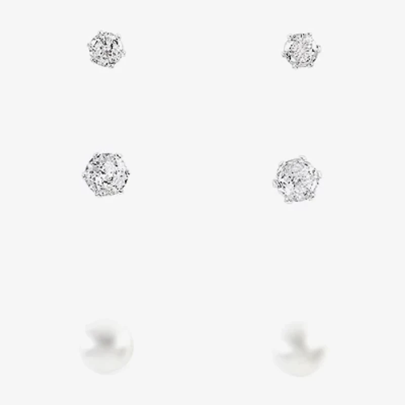 Sparkle Allure Light Up Box Womens Simulated Cubic Zirconia Pure Silver Over Brass Round 4-pc. Jewelry Set
