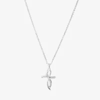 Sparkle Allure Light Up Box Womens Simulated Cubic Zirconia Simulated Pearl Pure Silver Over Brass Cross 4-pc. Jewelry Set