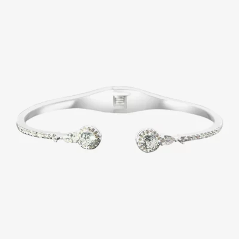 Sparkle Allure Womens Cubic Zirconia Pure Silver Over Brass Oval Round Bangle Bracelet