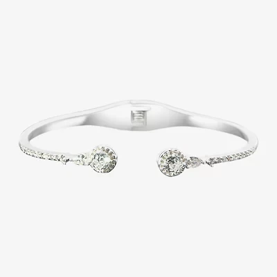 Sparkle Allure Womens Cubic Zirconia Pure Silver Over Brass Oval Round Bangle Bracelet