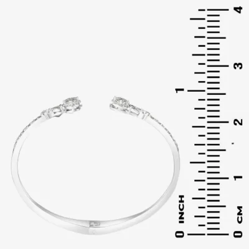Sparkle Allure Womens Cubic Zirconia Pure Silver Over Brass Oval Round Bangle Bracelet