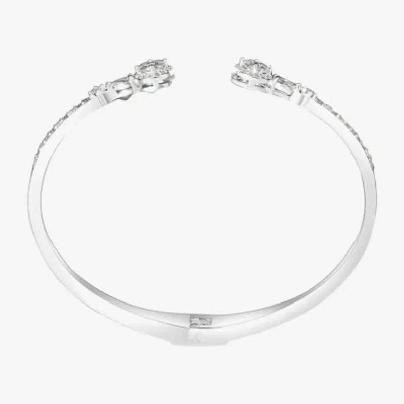 Sparkle Allure Womens Cubic Zirconia Pure Silver Over Brass Oval Round Bangle Bracelet