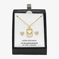 Sparkle Allure Womens Cubic Zirconia 14K Gold Over Brass Heart -pc. Jewelry Set