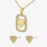 Sparkle Allure Womens Cubic Zirconia 14K Gold Over Brass Heart -pc. Jewelry Set
