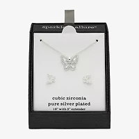 Sparkle Allure Womens Cubic Zirconia Pure Silver Over Brass Butterfly 2-pc. Jewelry Set