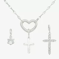 Sparkle Allure Womens Cubic Zirconia Cross 3-pc. Pendant Necklace Set