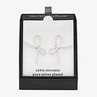 Sparkle Allure Cubic Zirconia Simulated Pearl 25.5mm Bow Stud Earrings