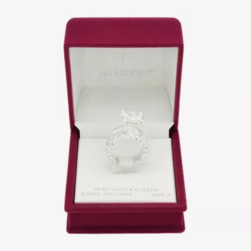 Sparkle Allure Womens Cubic Zirconia Pure Silver Over Brass Ring Set