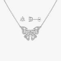 Sparkle Allure Womens Cubic Zirconia Pure Silver Over Brass Butterfly 2-pc. Jewelry Set
