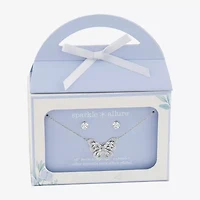 Sparkle Allure Womens Cubic Zirconia Pure Silver Over Brass Butterfly 2-pc. Jewelry Set