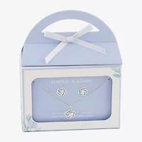 Sparkle Allure Womens Cubic Zirconia Pure Silver Over Brass Knot 2-pc. Jewelry Set