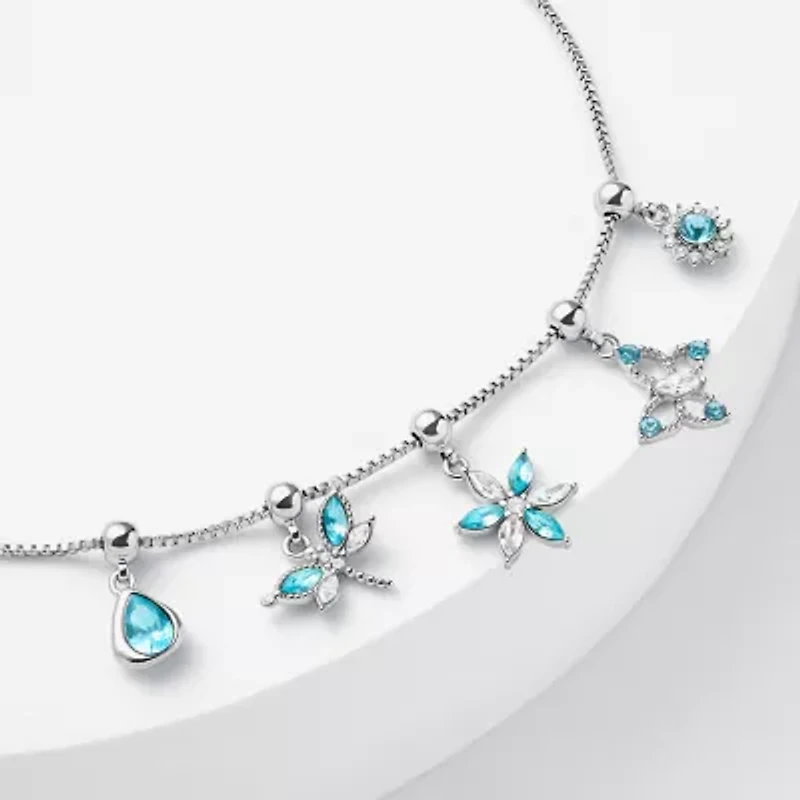 Sparkle Allure Womens Multi Color Crystal Pure Silver Over Brass Butterfly Charm Bracelet