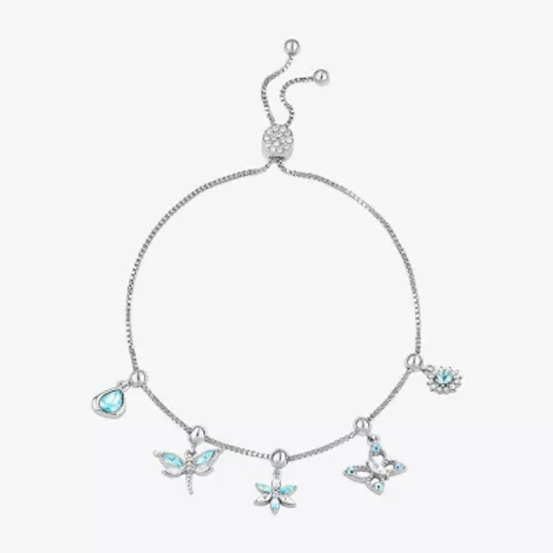 Sparkle Allure Womens Multi Color Crystal Pure Silver Over Brass Butterfly Charm Bracelet