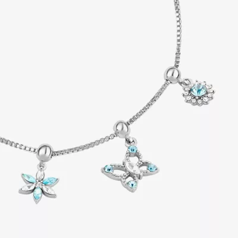 Sparkle Allure Womens Multi Color Crystal Pure Silver Over Brass Butterfly Charm Bracelet
