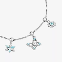 Sparkle Allure Womens Multi Color Crystal Pure Silver Over Brass Butterfly Charm Bracelet