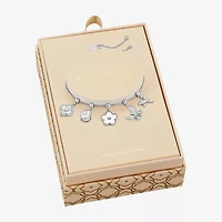 Sparkle Allure Womens White Cubic Zirconia Pure Silver Over Brass Flower Charm Bracelet