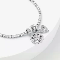 Sparkle Allure Womens White Cubic Zirconia Pure Silver Over Brass Butterfly Charm Bracelet