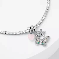 Sparkle Allure Womens Multi Color Cubic Zirconia Pure Silver Over Brass Butterfly Charm Bracelet