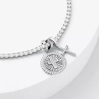 Sparkle Allure Womens Multi Color Cubic Zirconia Pure Silver Over Brass Cross Charm Bracelet