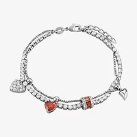 Sparkle Allure Womens Multi Color Cubic Zirconia Pure Silver Over Brass Heart Charm Bracelet