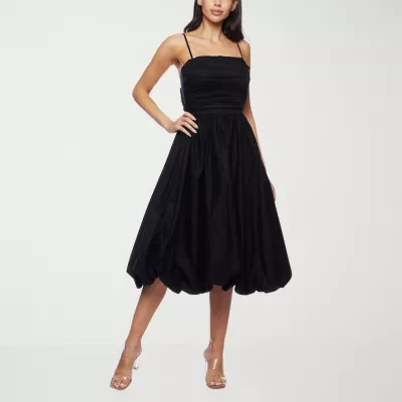 Premier Amour Womens Sleeveless Midi Fit + Flare Dress