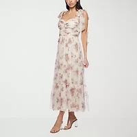 Premier Amour Womens Sleeveless Floral Midi Fit + Flare Dress