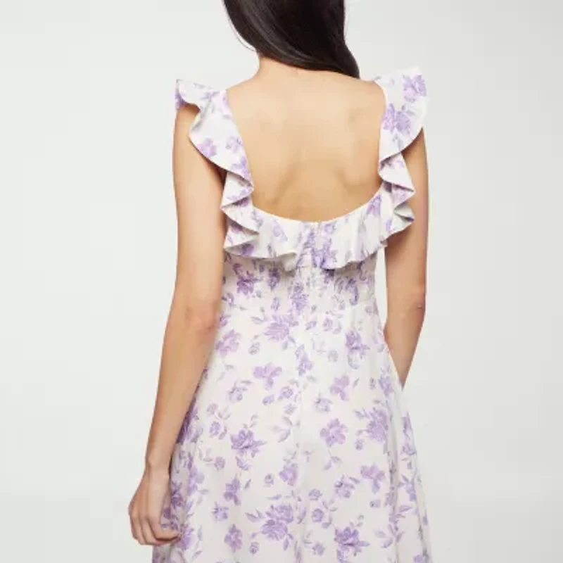 Premier Amour Womens Sleeveless Floral Midi Fit + Flare Dress