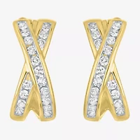 (G-H / I1-I2) Womens 1/3 CT. T.W. Lab Grown White Diamond 10K Gold 12.8mm Hoop Earrings