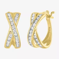 (G-H / I1-I2) Womens 1/3 CT. T.W. Lab Grown White Diamond 10K Gold 12.8mm Hoop Earrings