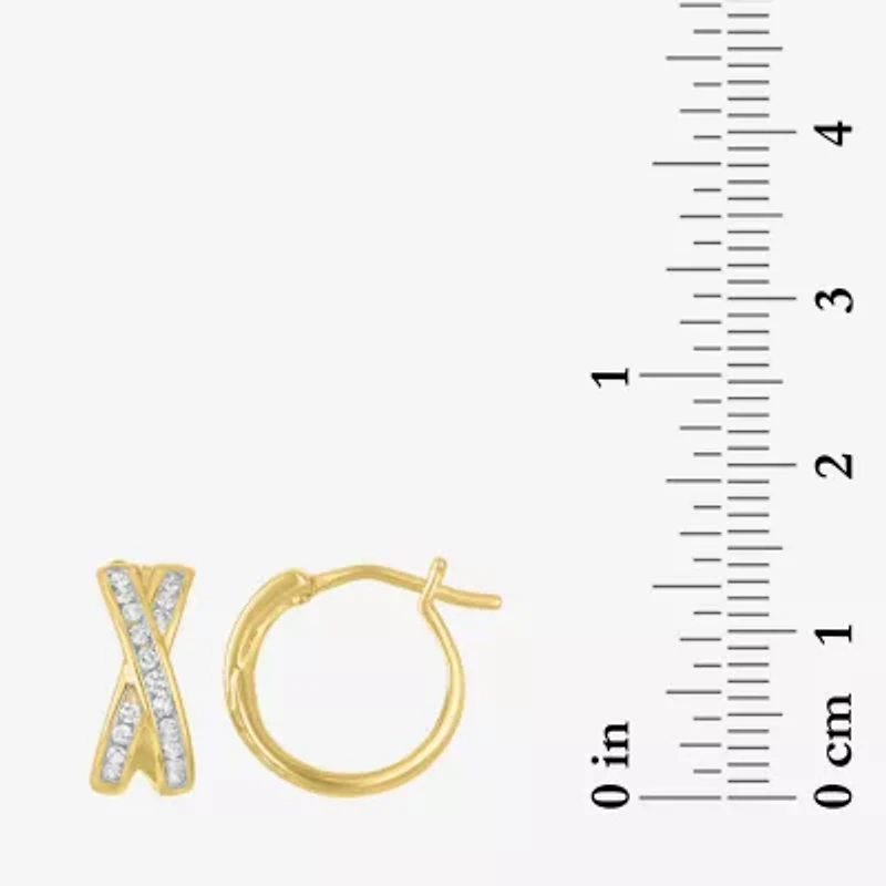 (G-H / I1-I2) Womens 1/3 CT. T.W. Lab Grown White Diamond 10K Gold 12.8mm Hoop Earrings