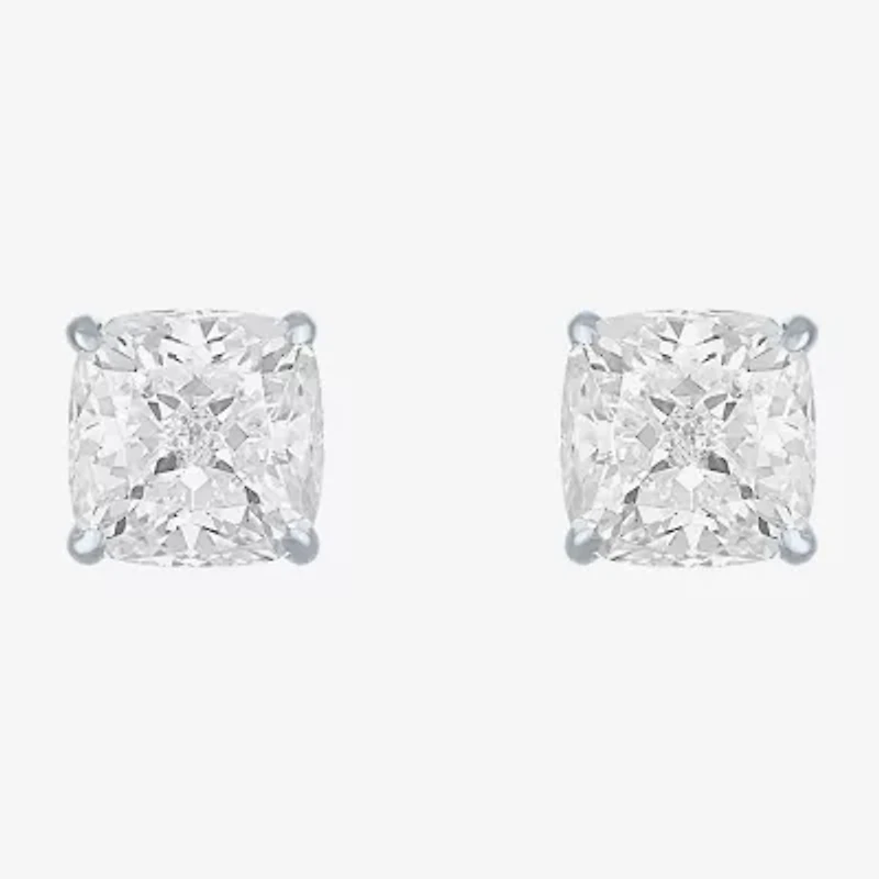 (H-I / Vs2-Si1) 4 CT. T.W. Lab Grown White Diamond 14K Gold 7mm Cushion Stud Earrings
