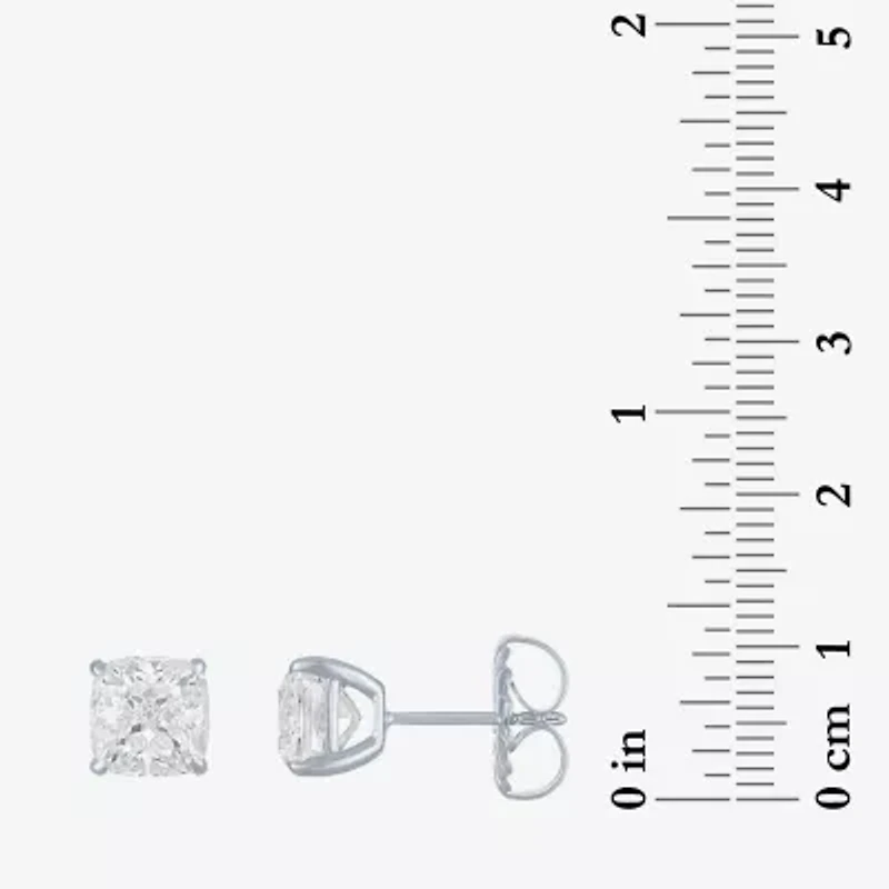 (H-I / Vs2-Si1) 4 CT. T.W. Lab Grown White Diamond 14K Gold 7mm Cushion Stud Earrings