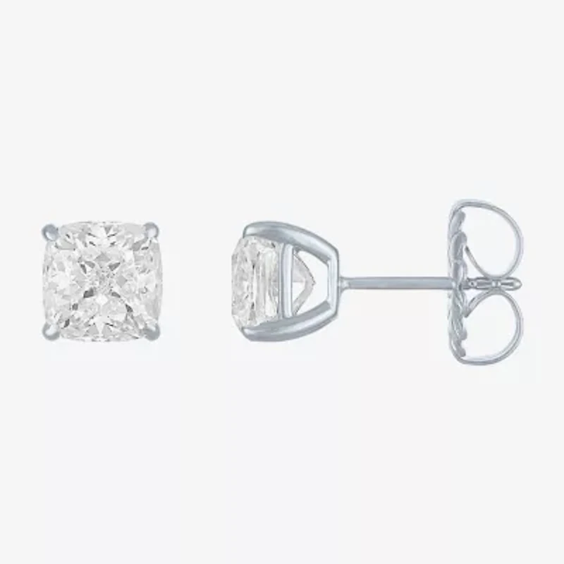 (H-I / Vs2-Si1) 4 CT. T.W. Lab Grown White Diamond 14K Gold 7mm Cushion Stud Earrings