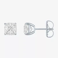 (H-I / Vs2-Si1) 4 CT. T.W. Lab Grown White Diamond 14K Gold 7mm Cushion Stud Earrings