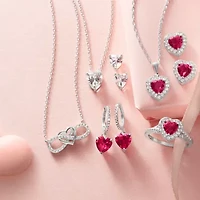 Yes, Please! Womens Lab Created White Sapphire Sterling Silver Heart Infinity 18 Inch Pendant Necklace