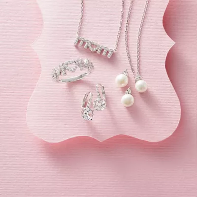 Yes, Please! Womens Lab Created White Sapphire Sterling Silver Round Drop Earrings
