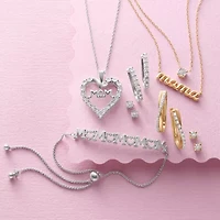 Yes, Please! "Mom" Womens 1/10 CT. T.W. Natural White Diamond Sterling Silver Heart 18 Inch Pendant Necklace