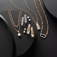Yes, Please! Womens Diamond Accent Lab Grown White Diamond 14K Gold Over Silver Sterling Silver Round 16 Inch Pendant Necklace